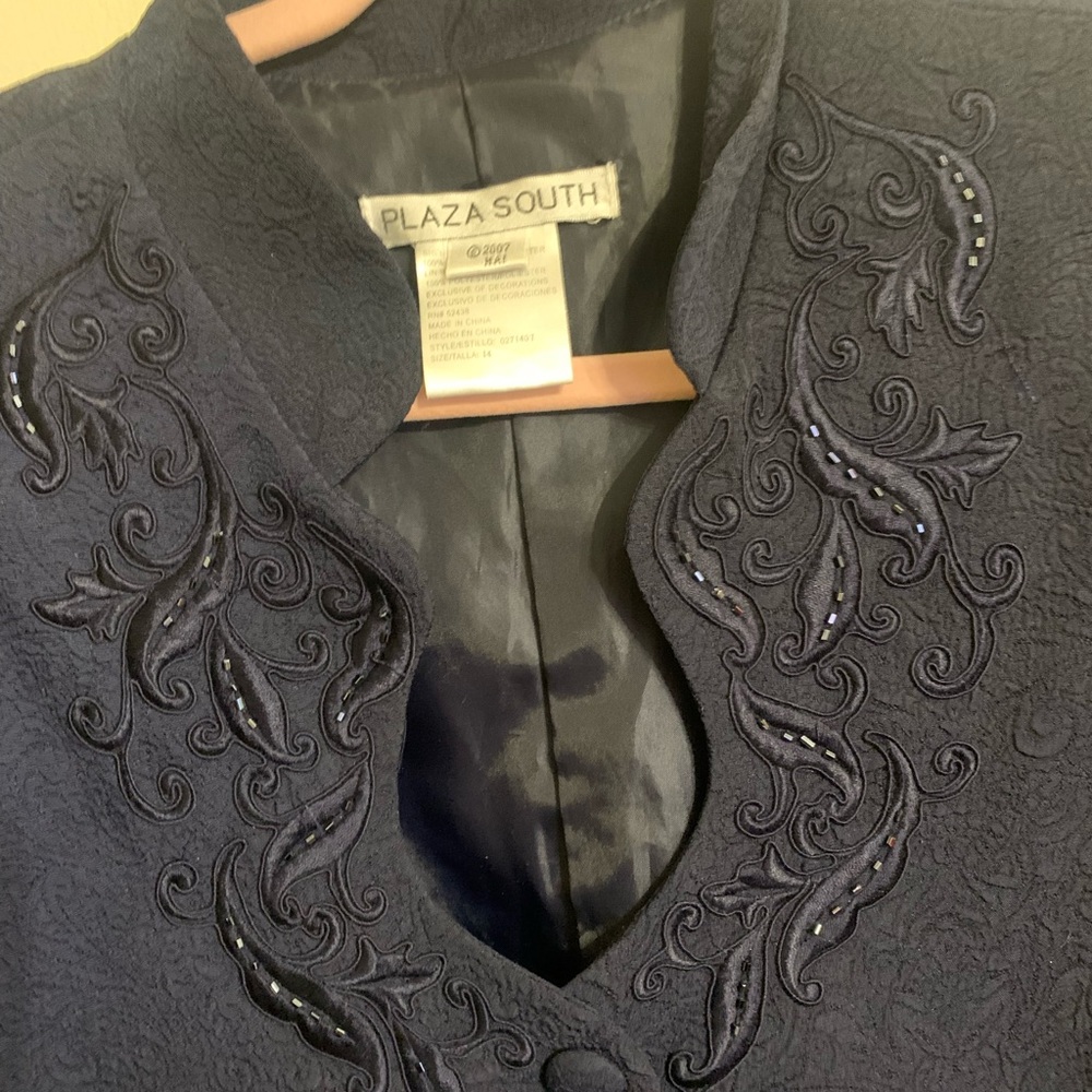 Plaza South Navy Embroidered Women's Blazer - Picture 3 of 5
